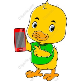 Cheerful Duckling with Smartphone