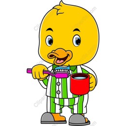 Cheerful Cartoon Duck Dental Hygiene