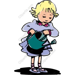 Charming Girl Watering Plants