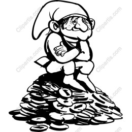 Whimsical Gnome on Coin Pile
