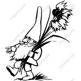 Whimsical Gnome Carrying Flowers