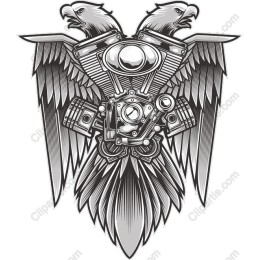 Dynamic Dual-Headed Eagle Motorcycle Engine