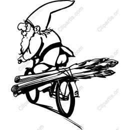 Gnome on Bicycle with Asparagus