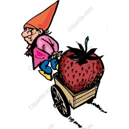 Playful Gnome with Giant Strawberry