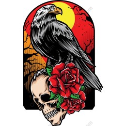 Raven and Skull with Roses