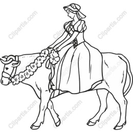 Lady on a Decorated Cow