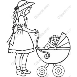 Charming Girl with Lion Pram