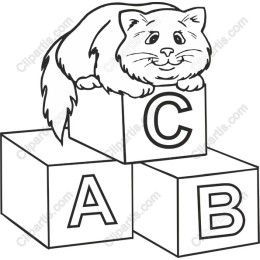 Playful Cat on Alphabet Blocks