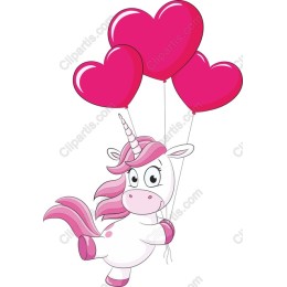 Cute Unicorn Carrying Heart Balloons