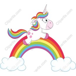 Playful Unicorn on Rainbow