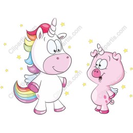 Whimsical Unicorn and Pig