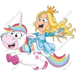 Joyful Princess and Rainbow Unicorn