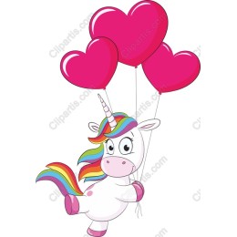 Whimsical Unicorn with Heart Balloons