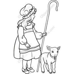 Whimsical Shepherd Girl with Lamb