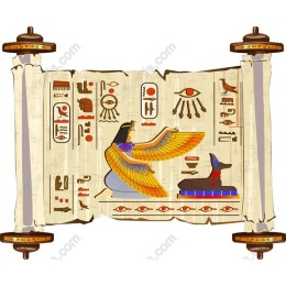 Ancient Egyptian Scroll with Goddess and Canine Companion
