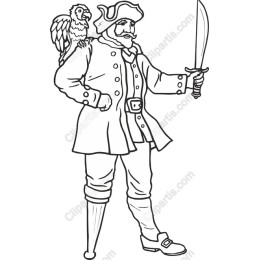 Pirate with Sword and Parrot