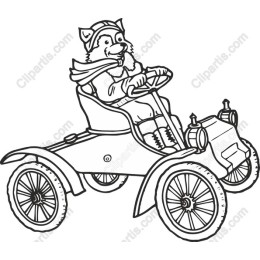 Whimsical Raccoon in a Vintage Car