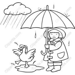 Joyful Umbrella Kid and Goose