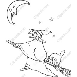 Whimsical Witch on Broomstick