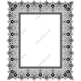 Ornate Black and White Floral Border