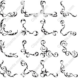Elegant Black and White Flourishes Set