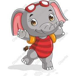 Joyful Elephant in Swimsuit