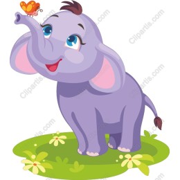 Cheerful Purple Elephant with Butterfly