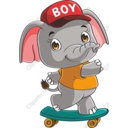 Adorable Skateboarding Elephant