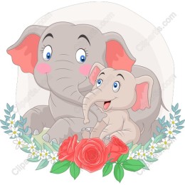 Charming Mother and Baby Elephants
