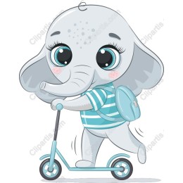 Charming Elephant on Scooter