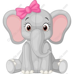 Charming Cartoon Elephant with Pink Bow