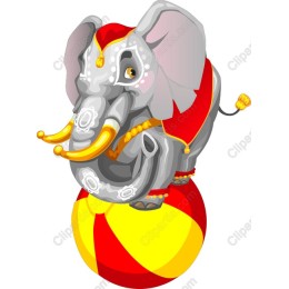 Circus Elephant Balancing on Beach Ball