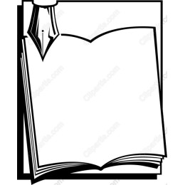 Elegant Open Book and Quill
