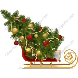 Christmas Sleigh with Pine and Ornaments