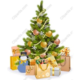 Christmas Tree with Gifts and Ornaments
