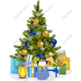 Festive Christmas Tree with Ornaments and Gifts