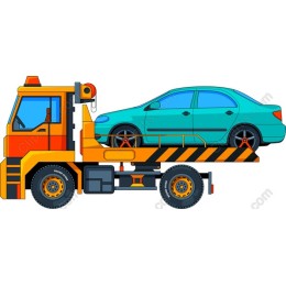 Vibrant Tow Truck with Teal Car