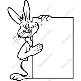 Cheerful Bunny with Blank Sign