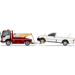 Tow Truck - Red Tow Truck Towing White Pickup