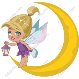 Whimsical Fairy on Crescent Moon