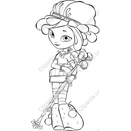 Whimsical Character with Flower Branch