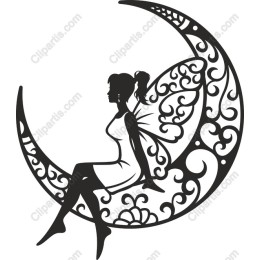 Enchanting Fairy on Crescent Moon
