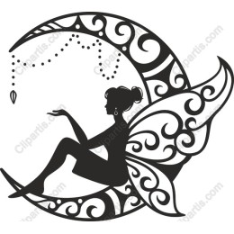 Whimsical Fairy on Crescent Moon