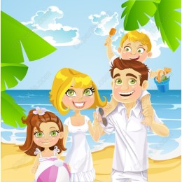 Cheerful Beach Family