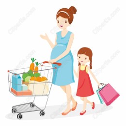 Joyful Grocery Shopping: Mother and Daughter