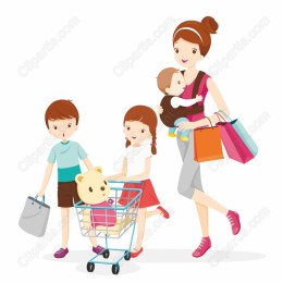 Cheerful Family Shopping Day