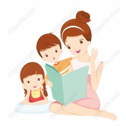Family Moments: Mother Reading to Children
