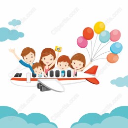 Joyful Family on Airplane