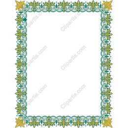 Intricate Floral Border in Green and Gold