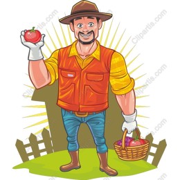 Cheerful Farmer with Fresh Produce